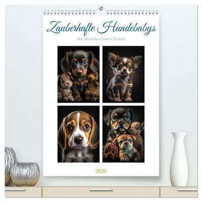 Zauberhafte Hundebabys (hochwertiger Premium Wandkalender 2026 DIN A2 hoch), Kunstdruck in Hochglanz