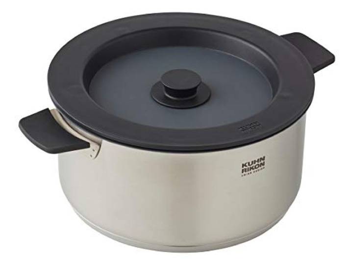 KUHN RIKON Smart & Compact Kochtopf mit Deckel 5 Liter/24 cm, Edelstahl, für alle Herdarten inkl. Induktion, kompakt verstauen, magnetischer Deckel
