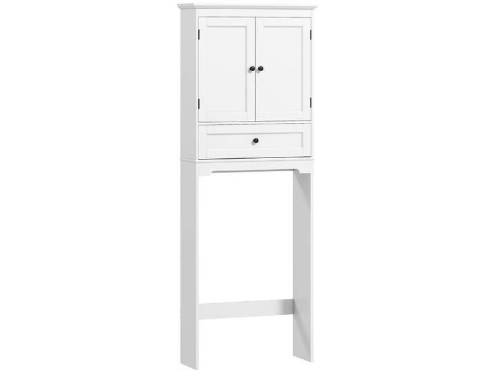 Meuble wc rangement dessus de toilette 2 portes tiroir bois blanc