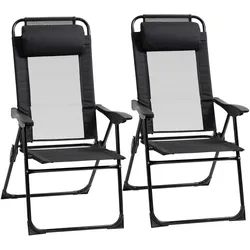 KLAPPSTUHL Campingstuhl 2er-Set, mit verstellbarer Rückenlehne, Stahl Oxford, Schwarz