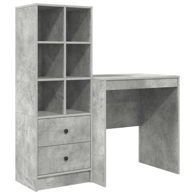 vidaXL Schreibtisch mit Schubladen 2 pcs Beton Grau