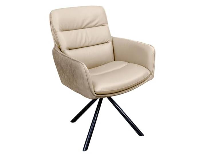 Stuhl BIG GEORGE - 88cm - beige - Microfaser Echtleder drehbar Armlehne Schaumstoffpolsterung, hoher Komfort, pflegeleicht, stabil, Esszimmerstuhl, bequeme Polsterung, Eyecatcher