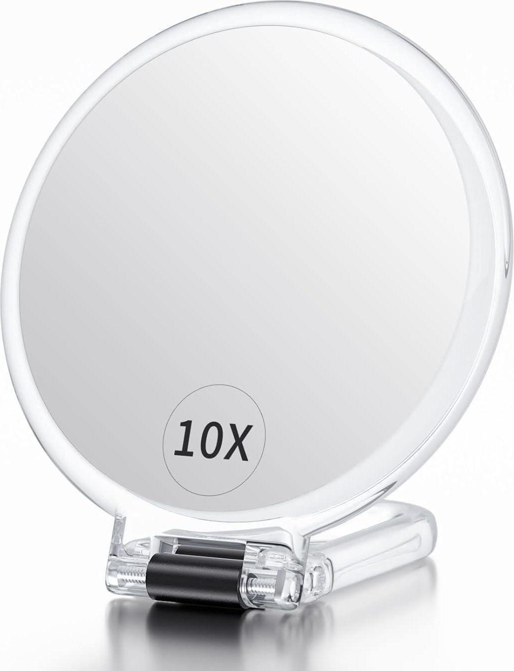 Beautifive Handspiegel met handvat en 10x vergroting, opvouwbare en draagbare reisspiegel voor volwassenen
