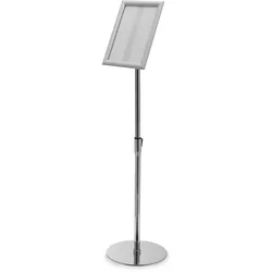 Magnetoplan Prospektständer Infodisplay deflecto mit Klapprahmen - DIN A4 -Höheneinstellung 86-121cm-Transparent/Silber