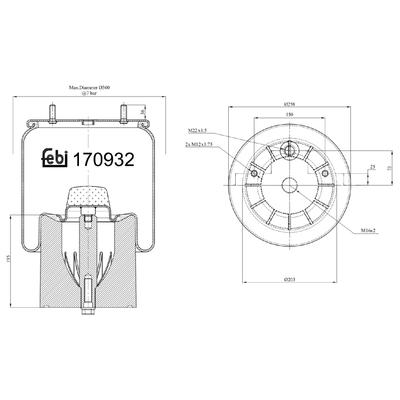 FEBI BILSTEIN Federbalg, Luftfederung 170932 203mm
