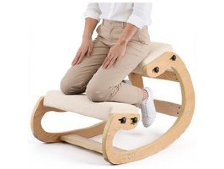 VEVOR Ergonomischer Kniehocker mit Dicken, Integrierten Schaumstoffpolstern & Massivholzrahmen, Höheneinstellbarer Kniestuhl zur Entlastung von Nacken und Rücken, Ideal für Zuhause, Büro, Beige