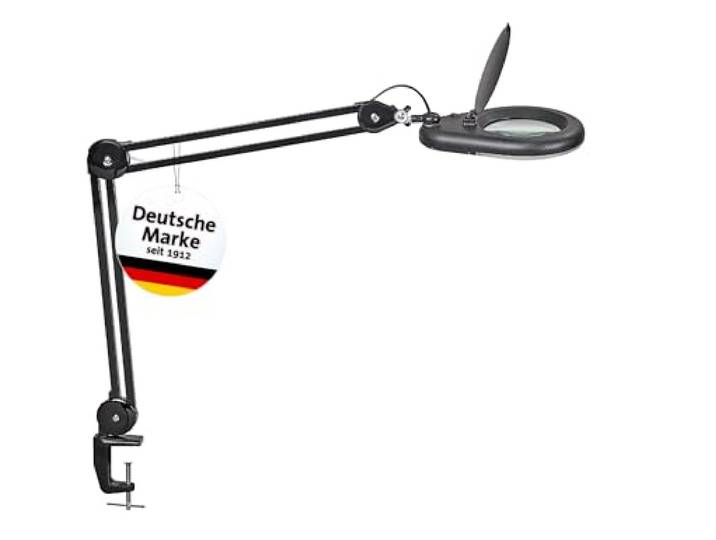 MAUL LED Lupenlampe schwarz MAULviso Tischklemme Echtglas tageslichtweiß