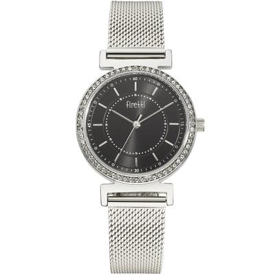 Quarzuhr FIRETTI "Elegance", silber (silberfarben, schwarz), Armbanduhren, Damen, Quarzuhr, Armbanduhr, Damenuhr, Edelstahlarmband, analog, Swarovski-Kristalle