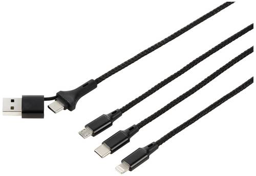 Renkforce USB-Ladekabel USB 2.0 USB-A Stecker, USB-C Stecker, USB-Micro-B Stecker, Apple Lightning Stecker, USB-C Stecker 3.00m