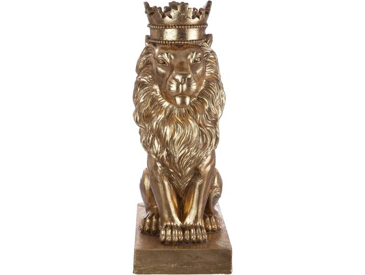 Dekofigur CASABLANCA BY GILDE Skulptur Löwe, gold , gold (goldfarben), B:25cm H:70cm T:37cm, Magnesia, Dekofiguren, Dekofigur, goldfarben