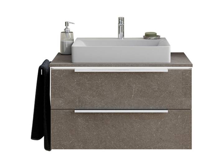 Dieter Knoll Waschtischkombi Mezzano, Lavagrau, Metall, 2 Schublade(n) Schubladen, 85 cm, Made in Germany, hängend, Badezimmer, Waschbecken & Armaturen, Waschtische