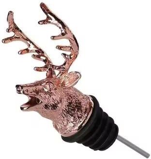 Inspired Living Elegant Deer Head Stainless Steel Wine & Champagne Bottle Stopper Vacuum Seal Bar Accessory rose Gold