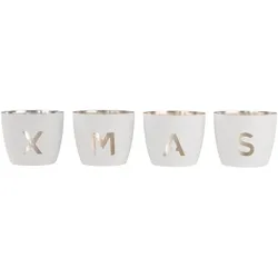 Madras Windlicht-Set XMAS weiß/gold
