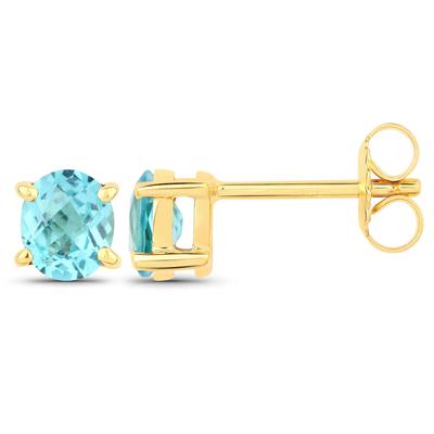 Paar Ohrstecker VIRA JEWELS "925-Sterling Silber vergoldet Glänzend Apatit blau", weiß (gelb, blau), Ohrringe, Damen, one-size, 1, Silber 925 (Sterlingsilber)