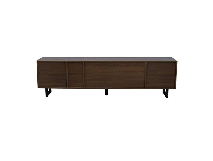 Meuble tv en mdf avec rangement noir et naturel 180x38x50 cm