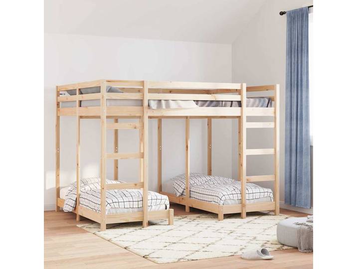 vidaXL Dreifach Etagenbettrahmen Braun 140 x 200 cm