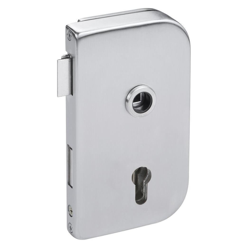 Hermat Glastürschloss 6033 PZ R- Roma Edelstahl matt ( 3000253946 ) (6747)