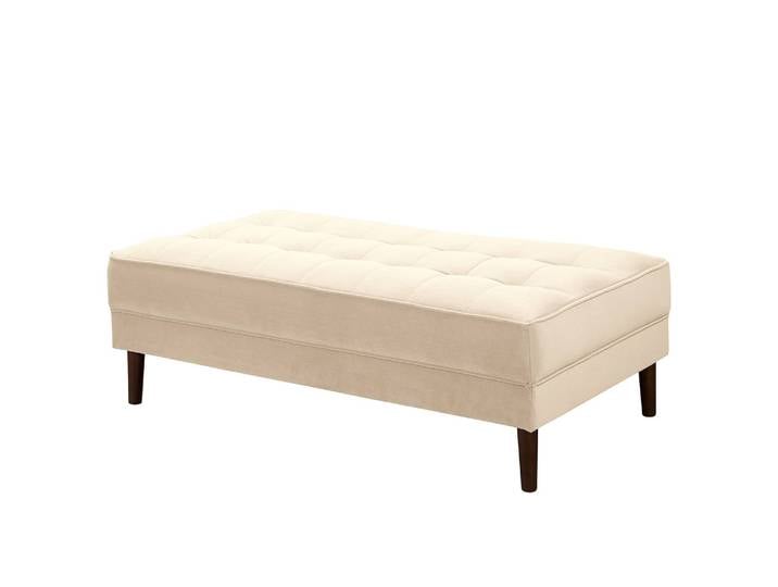 Hockerbank 124 x 43 x 69cm Beige/Creme Samt Vaia: Creme