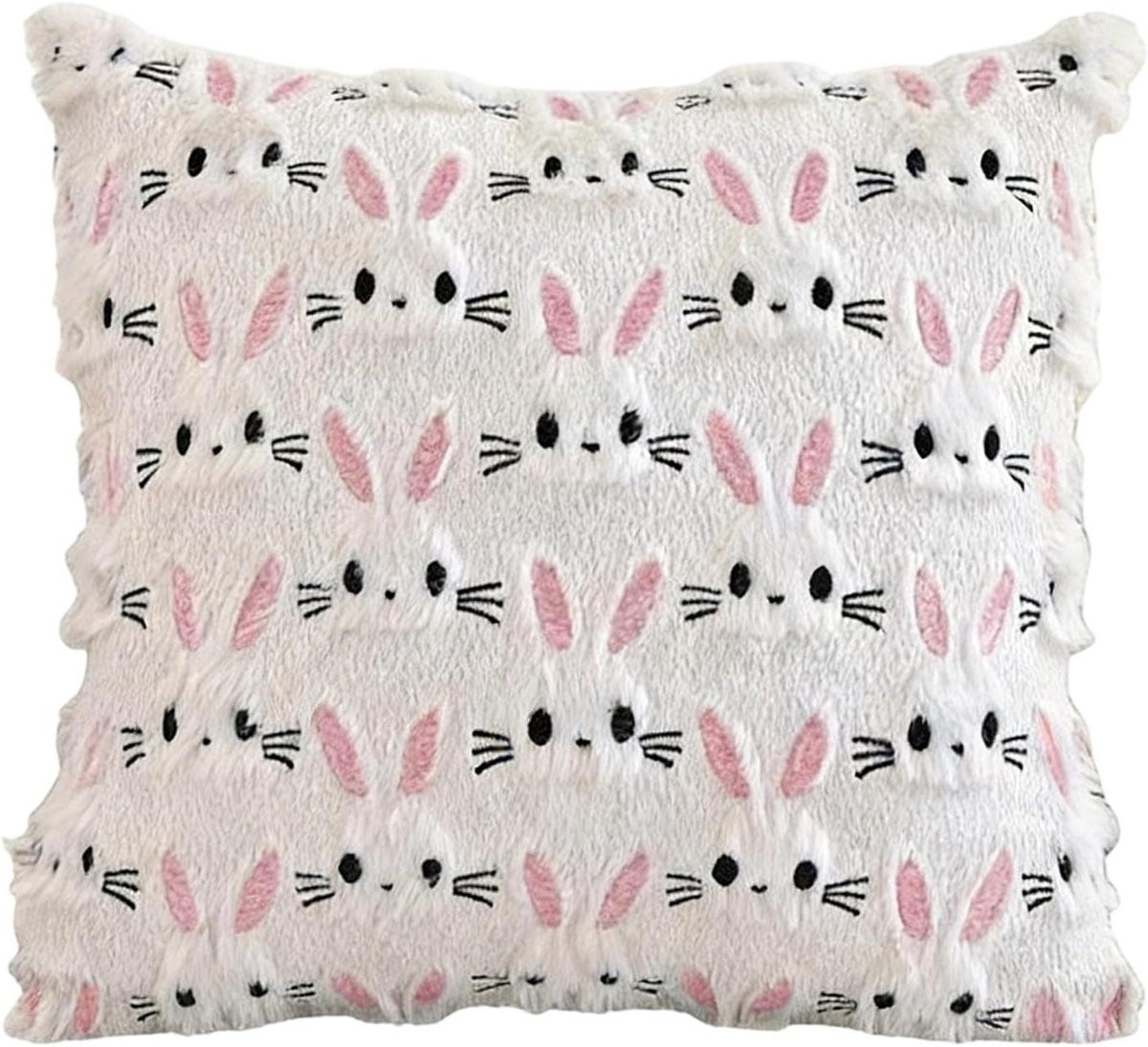Paaskussenhoes met konijn decoratie in multicolor, zacht pluche, 45 x 45 cm