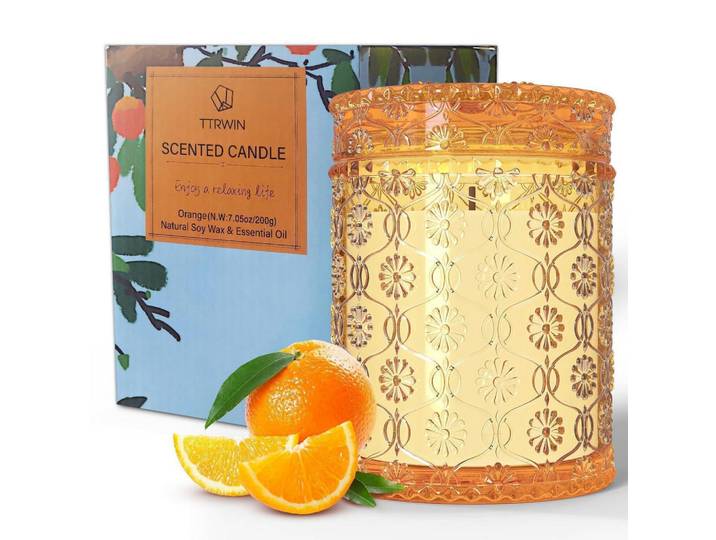 Duftkerze im Glas Orange 200g, Paraffin, 11.3 cm, Dekoration, Kerzen & Kerzenhalter, Duftkerzen
