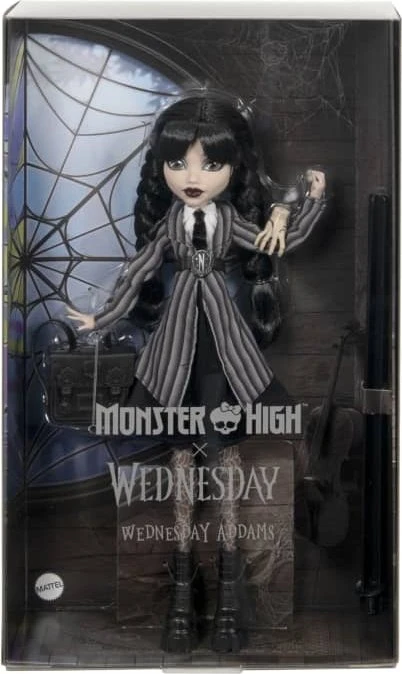 Monster High Wednesday Addams in Schuluniform mit Zubehör HXJ04