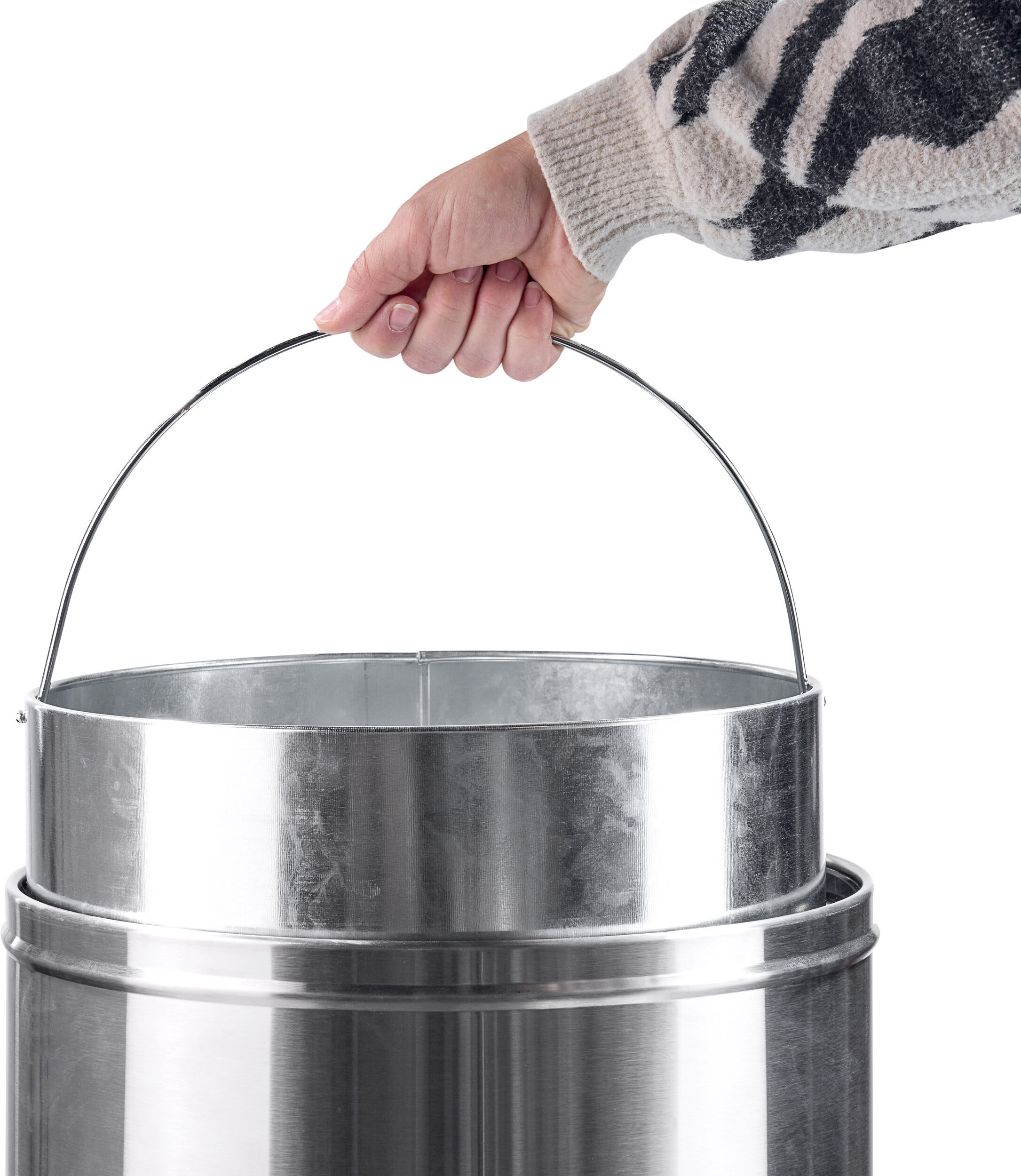 SPRINTIS Poubelle à poussoir, acier inoxydable mat argenté 50 l