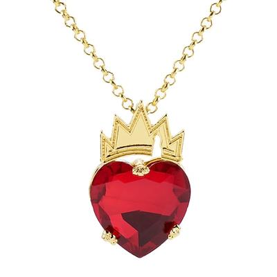 rotes Herz goldene Krone Halskette Nachkommen Königin der Herzen Rubin Geburtssteine Kostüm Fan Schmuck Valentinstag Liebste Pre Teen Geschenk für Sie