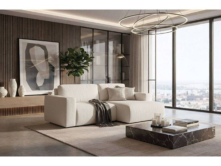 Home affaire Schlafsofa Noord Schlafecksofa, Breite 250 cm, Cord, Struktur, Webstoff, mit Wellenunterfederung, Massivholzrahmen