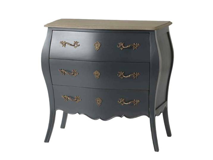 Commode 3 tiroirs en chêne l80 cm murano céleste gris en bois de