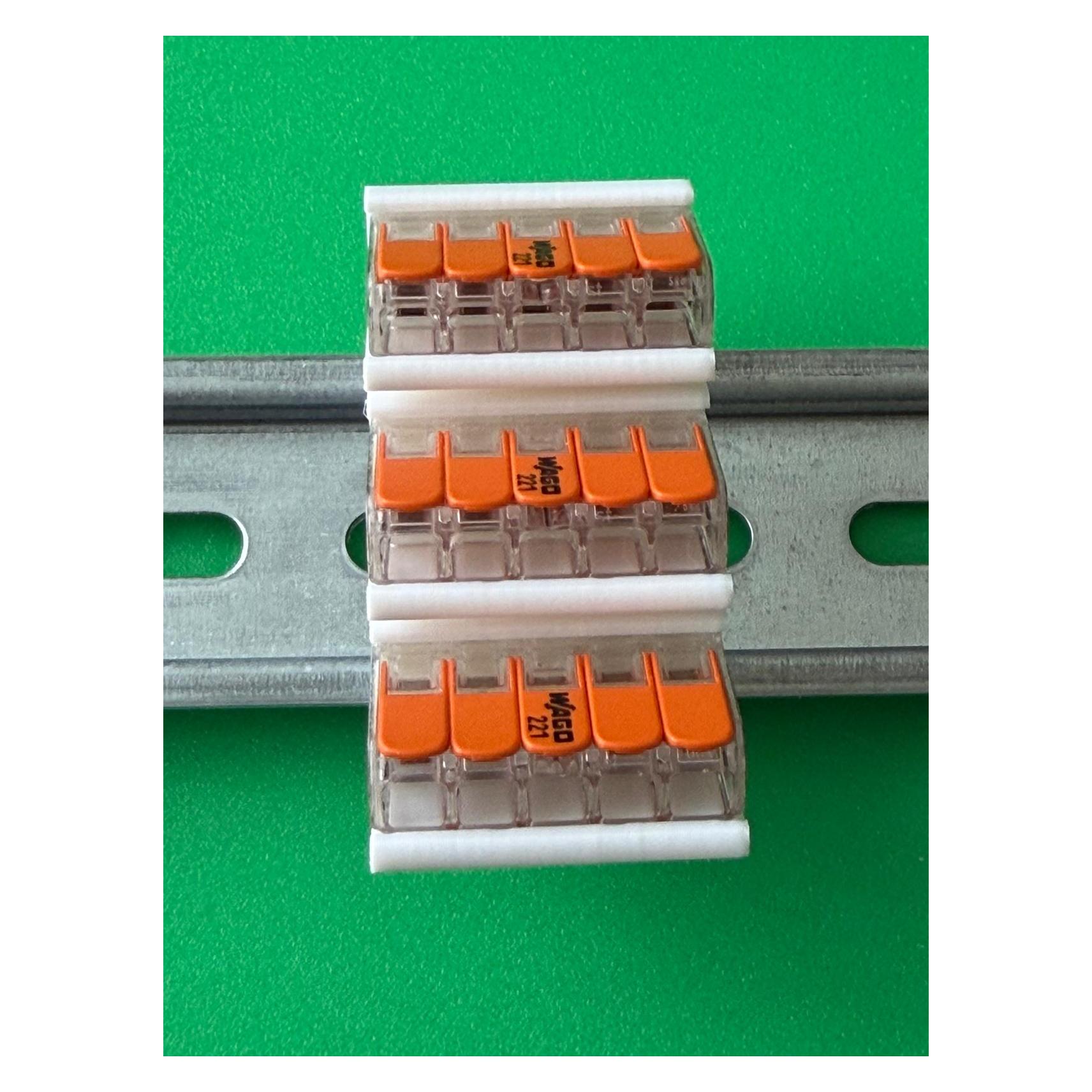 Soixx Hutschienenhalter XWD für WAGO 221-415 DIN Rail 35 mm Hutschiene Halter Weiss (XWD-21W35-065)