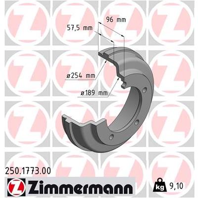ZIMMERMANN Bremstrommel 250.1773.00 Hinterachse für Ford