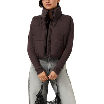 Steppweste QS, Damen, Gr. L, braun, Steppware, Obermaterial: 100% Polyester. Futter: 100% Polyester, unifarben, gerade taillenlang, Rundhals, Westen Steppweste, Kurze Steppweste mit Stehkragen / Winterweste