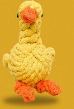 Uplift Treasures Hand Woven Cotton Rope Knot Dog Chew Toy little Duck