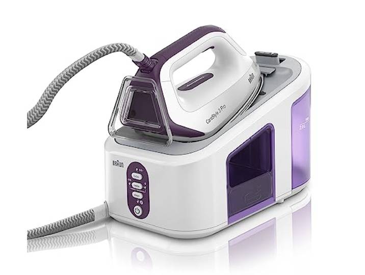 Braun CareStyle 3 Pro IS 3155 VI Dampfbügelstation - Dampfbügeleisen mit FreeGlide-3D Bügelsohle, 2400 Watt, Pumpendruck 6,5 bar, Dampfstoß 430g/min, Vertikales Dampfen, 2 l Wassertank, Violett