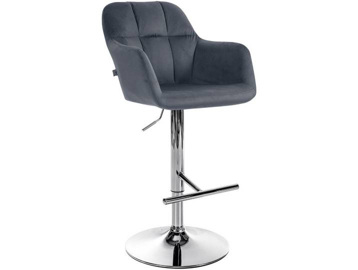 CLP Barhocker Samt Dunkelgrau, Textil, 57x97x59 cm, Esszimmer, Barmöbel, Barhocker