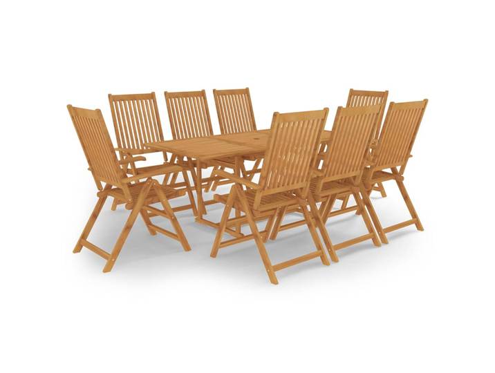 vidaXL 9-tlg. Garten-Essgruppe Massivholz Teak