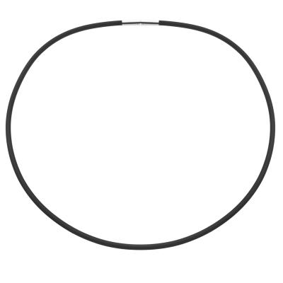 Halsreif OSTSEE-SCHMUCK "- Kautschuk 3,0 mm - Bajonett - Kautschuk -" Gr. 42, schwarz (schwarz, silber 925), Halsketten, Damen, 42, Kautschuk