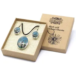 Pressed Flowers - Tree of Life set - Teal
