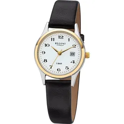 Regent 12120242 Damenuhr Quarz mit Lederband Schwarz