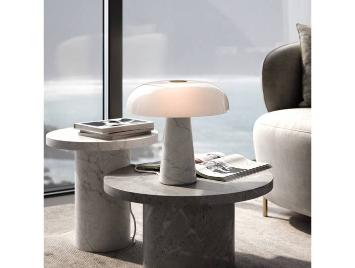 DFTP by Nordlux Designer Tischlampe Glossy, weiß / opal, für Wohn- / Esszimmer, Stein, Design, Tischlampe