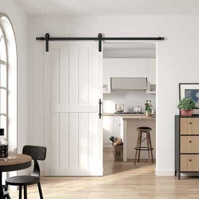 Sanding 30in./32in./36in./42in./48in.x 84in.MDF Barn Door With Sliding Hardware Kit ,Covered with Water-Proof PVC Surface