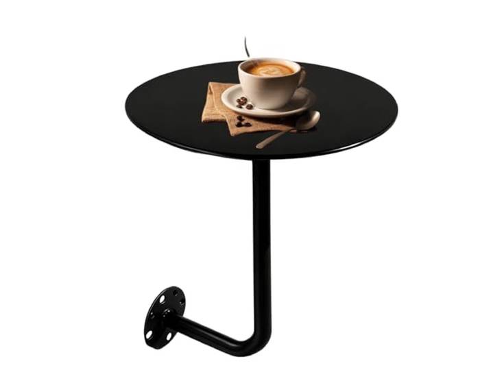 LigedamaiEU Kleiner Cocktailtisch mit Eisensockel for Cafés, Bars und an der Wand befestigte Räume, moderner schwebender Getränketisch, Beistelltisch aus Metall(Black,35cm/13.7in)