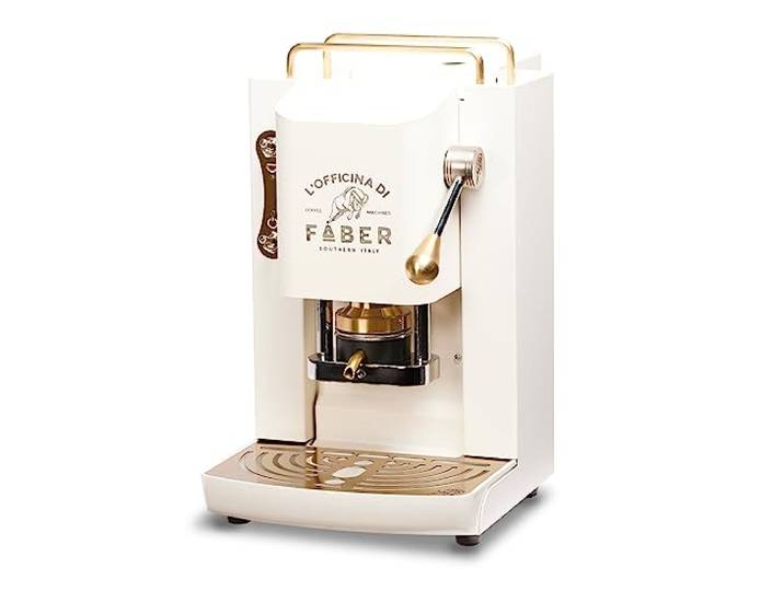 Faber PRO Total Deluxe Kaffeemaschine aus Messing, 44 mm Ese Papier, 1.3 liters, (Weiß)
