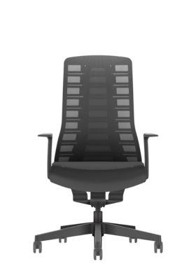 Interstuhl Bürostuhl PUREis3, feste Armlehnen, 3D-Auto-Synchronmechanik, Muldensitz, Netzrücken, schwarz/schwarz
