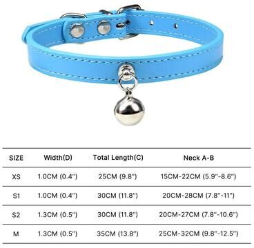 Uplifted Finds Colorful Adjustable Leather Pet Collar With Bell blue s