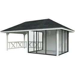 Palmako Pavillon Bianca 16,6 m2 Set 504 Slide Plus mit Isolierglas-Schiebetüren Lackierung in weiß