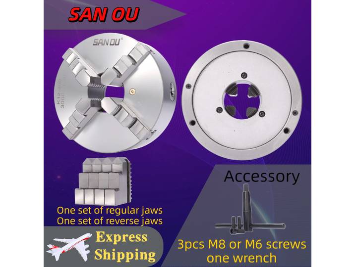 SANOU mandrin 4 mâchoires tour indépendant réversible mâchoire K12-80/100/125/130mm 3 4 5 outil forage fraisage travail du bois