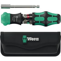 Kraftform Kompakt 28 RA mit Tasche, Bit-Satz schwarz/grün, 6-teilig, 1/4", mit Ratschenfunktion und Edelstahl-Bithalter