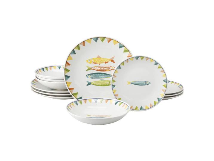 Creatable Tafelservice Sardinhas, Mehrfarbig, Keramik, 12-teilig, Essen & Trinken, Geschirr, Geschirr-Sets, Tafelservice