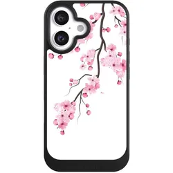 Nivocase Hülle für Apple iPhone 16 Handyhülle NIVOcore Case Schwarz Asien Japan Kirschblüten (Apple iPhone 16), Smartphone Hülle, Schwarz